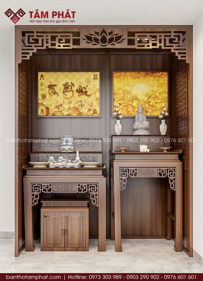 Phòng thờ gác lửng thờ Phật và Gia Tiên mẫu BT-1795