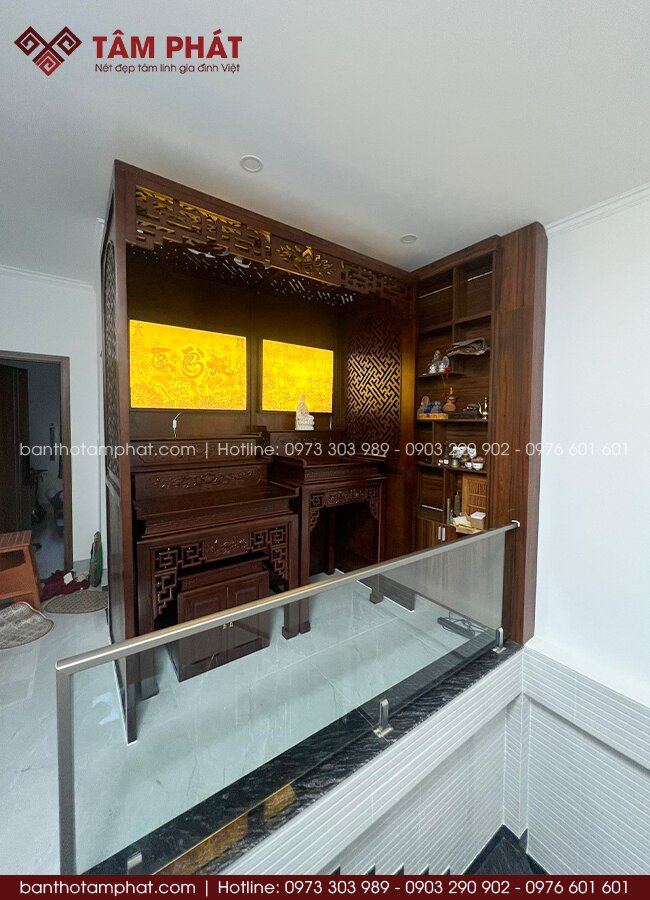 Phòng thờ BT-1795 ghi điểm bởi bố cục rõ ràng, bám sát diện tích gác lửng.