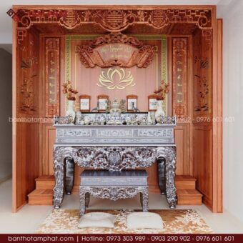 Thiết kế ốp vách trang trí sập thờ đẹp mẫu ST-1798