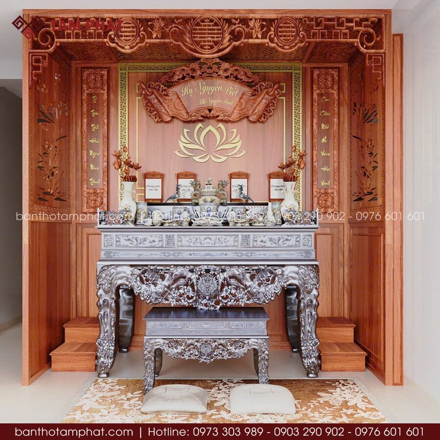 Thiết kế ốp vách trang trí sập thờ đẹp mẫu ST-1798