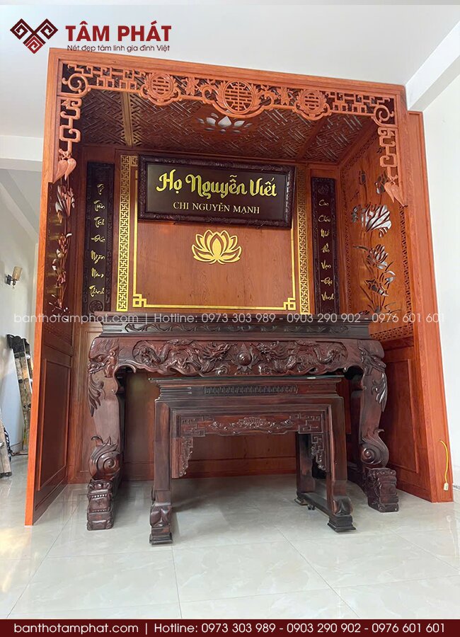 Giải pháp hoàn thiện đẹp cho những không gian thờ có sẵn bàn thờ, sập thờ.