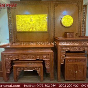 Phòng thờ 2 bàn đứng Triện Sen sang trọng mẫu BT-1811